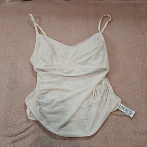Fabletics Mesh Cami Top XXL Light Pink Ruched Spaghetti Strap